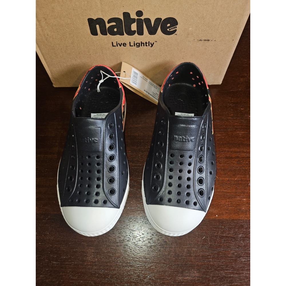 Native Jefferson Block Kids C11 Black Flame Slip On Sneakers 15100102-1027